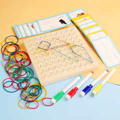 Montessori Geometry Creative Peg Board Children Shape Patterns Preschool Math Wooden Peg Kindergarten Educational Toy