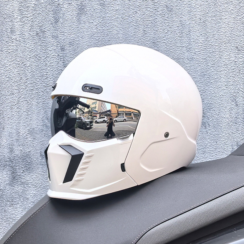 Casco de Motocicleta Retro Cruzado de Estilo Guerrero, Talla Grande, con Diseño de Escorpión, Ligero y Integral