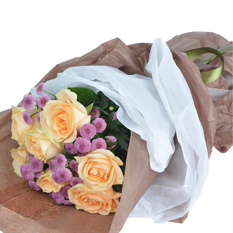 Oferta especial papel de pera de punto redondo grande Papel de pera de estilo coreano papel de envoltura de flores ramo de flores forro plisado floristería floral