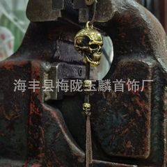 跨境爆品新款M黃銅響鈴骷髏頭刀繩骷髏頭風鈴鑰匙扣掛件配件金屬