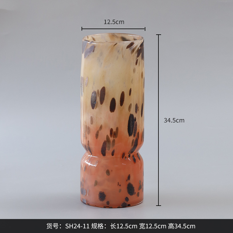 허리를 잘록하게 잡아주는 쌀바닥 브라운 도트 꽃그릇 하이 SH24-11