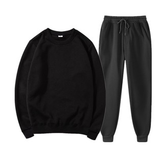 Factory direct 2024 European and American foreign trade men's sports fashion leisure winter printing crew neck sweater pants suit