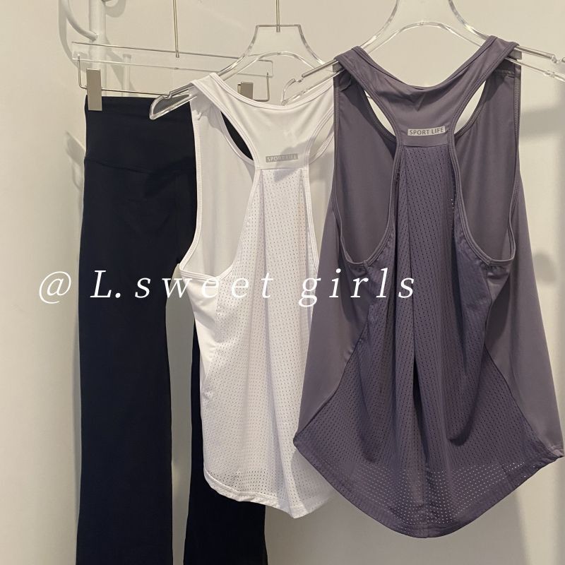 Sports Loose-Fitting Sleeveless Vest for Women, Training T-Shirt Top, Outerwear, Breathable Yoga Cover-Up