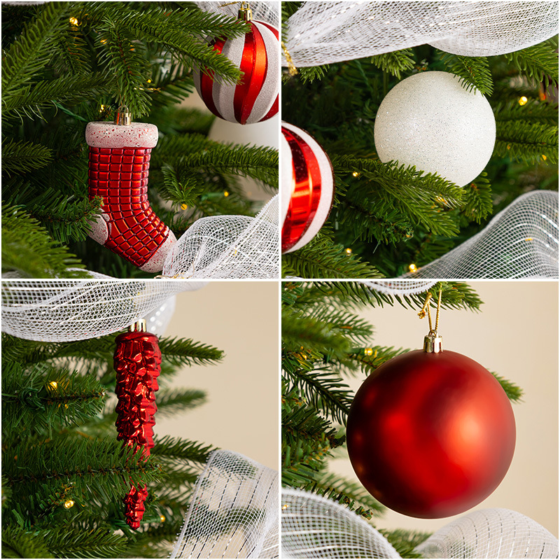 Árbol de Navidad de PE, nuevo modelo, con hojas de dos tonos, paquete de lujo de 1,8 metros, árbol de PE con decoraciones navideñas grandes y densas.