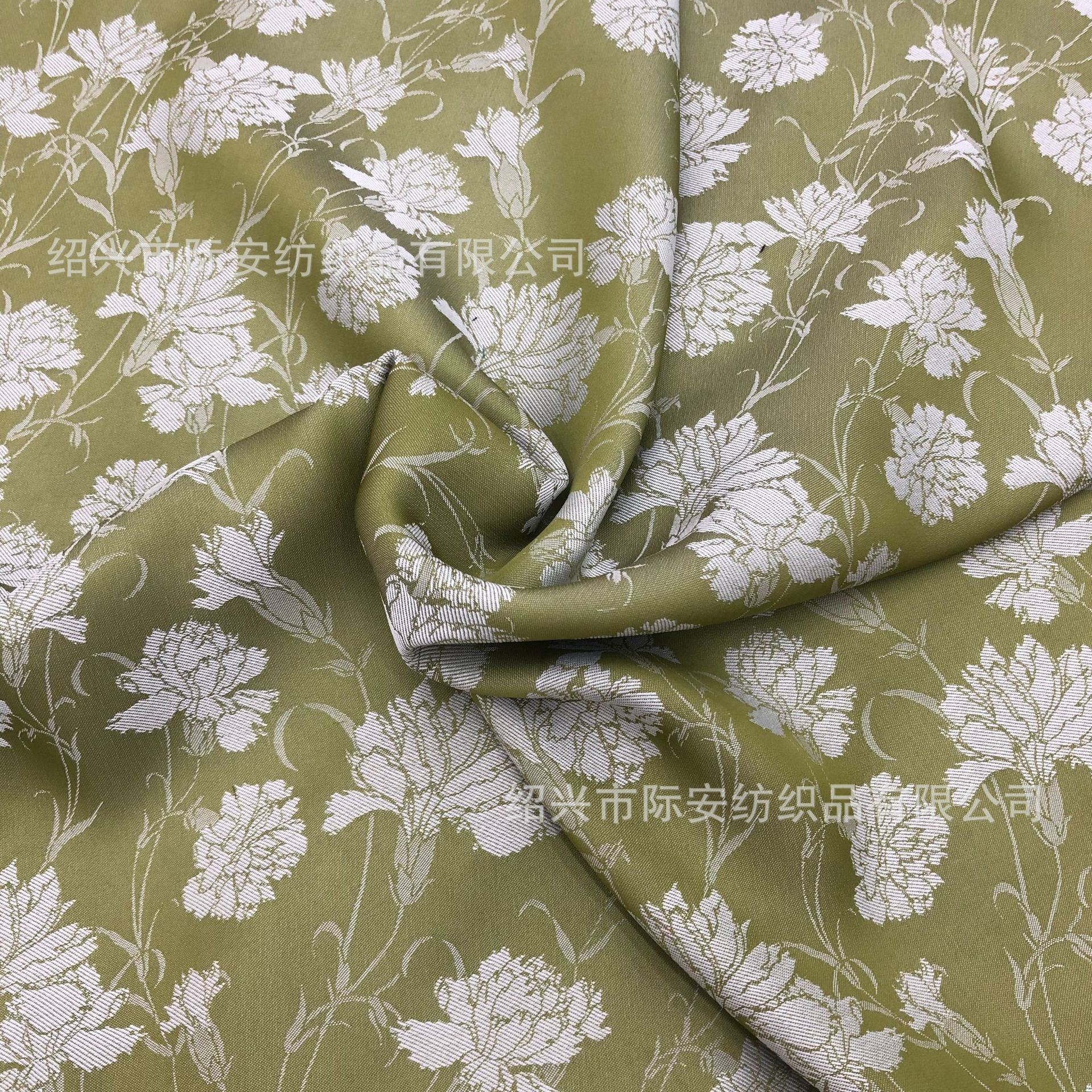 际安纺织新款 康乃馨提花面料微弹春夏时尚女装衬衫衣裙 时装面料
