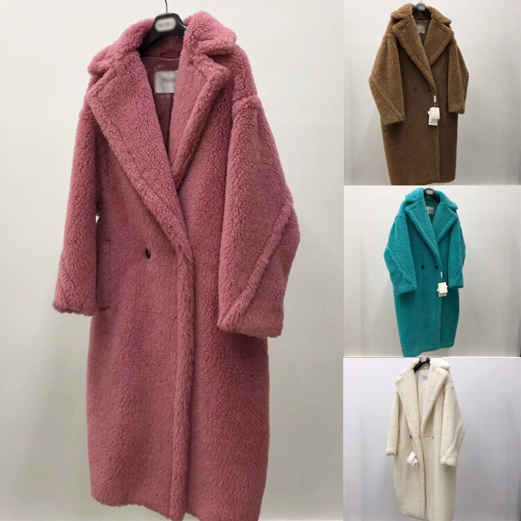 Women's long teddy bear coat, M-brand Max, same style as worn by Song Qian and Liu Tao, teddy pink wool alpaca fur coat Women's long teddy bear coat, M-brand Max, same style as worn by Song Qian and Liu Tao, teddy pink wool alpaca fur coat
