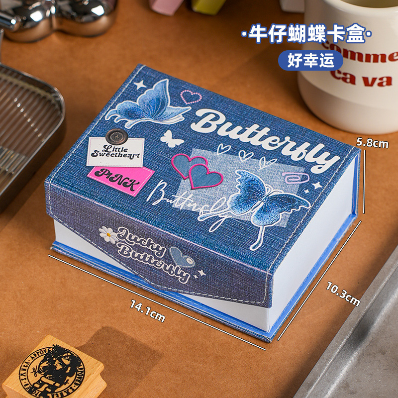 Nueva caja de tarjetas de mariposa de alto valor, caja de almacenamiento de gran capacidad para álbumes de tarjetas pequeñas de ídolos, caja multifuncional de cuero a prueba de polvo