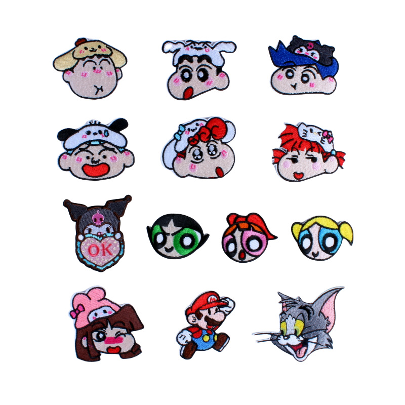 卡通动漫蜡笔小新库洛米飞天小女警刺绣布贴熨烫服装辅料补丁洞贴