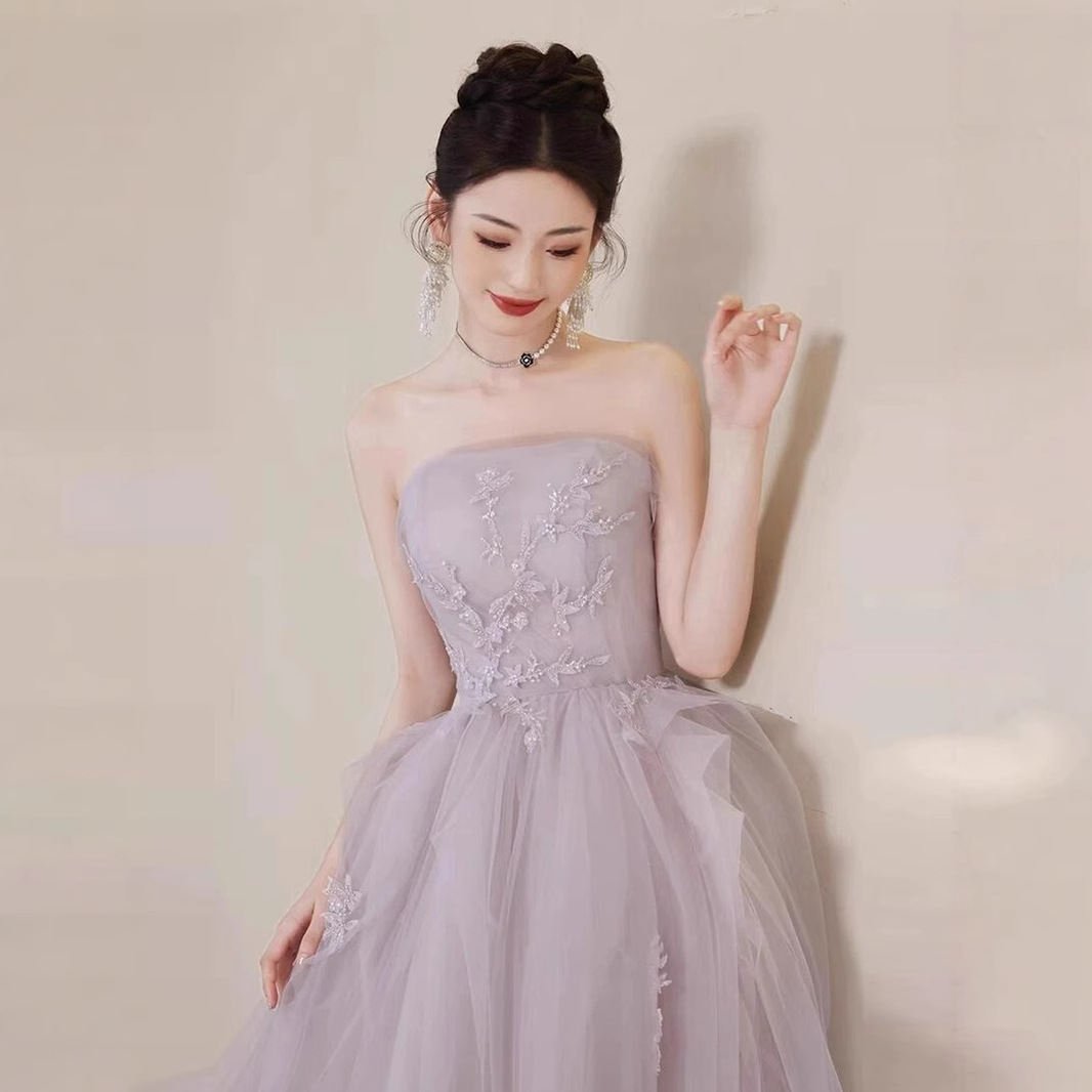 Princess at large strapless evening dress birthday party bar mitzvah women's tutu skirt senior minority students art examination dress