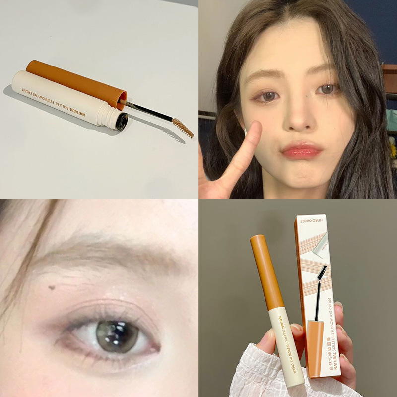 HERORANGE 小さなブラシヘッド眉毛染めクリームは、防水性と耐汗性があり、色あせせず、凝集せず、自然で色褪せしにくい眉毛染めクリームです。|undefined