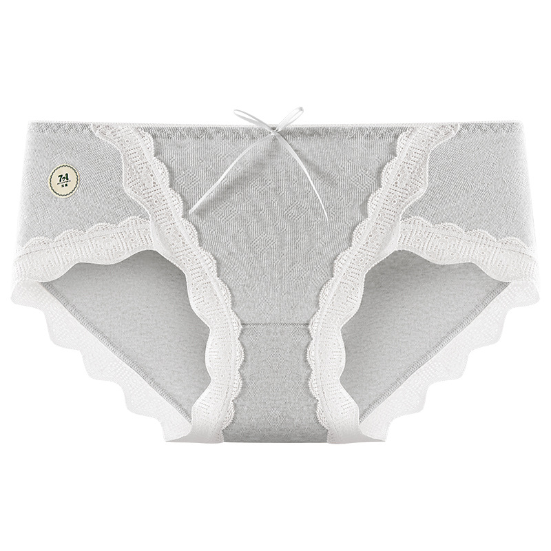 Diseño de encaje de horquilla alta, agradable para la piel y cómodo, entrepierna de algodón antibacteriana de grado 7A, ropa interior de algodón de cintura media transpirable de alta elasticidad para niñas