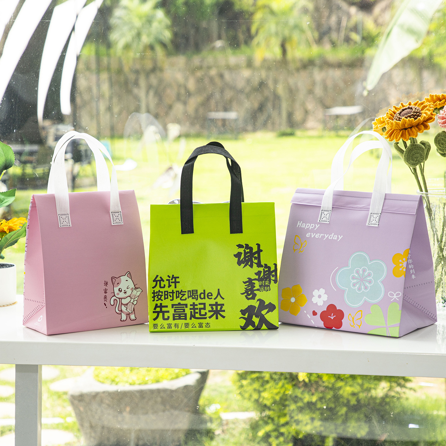 外卖甜品奶茶餐饮手提保温袋无纺布加厚铝箔外卖打包袋可定制尺寸