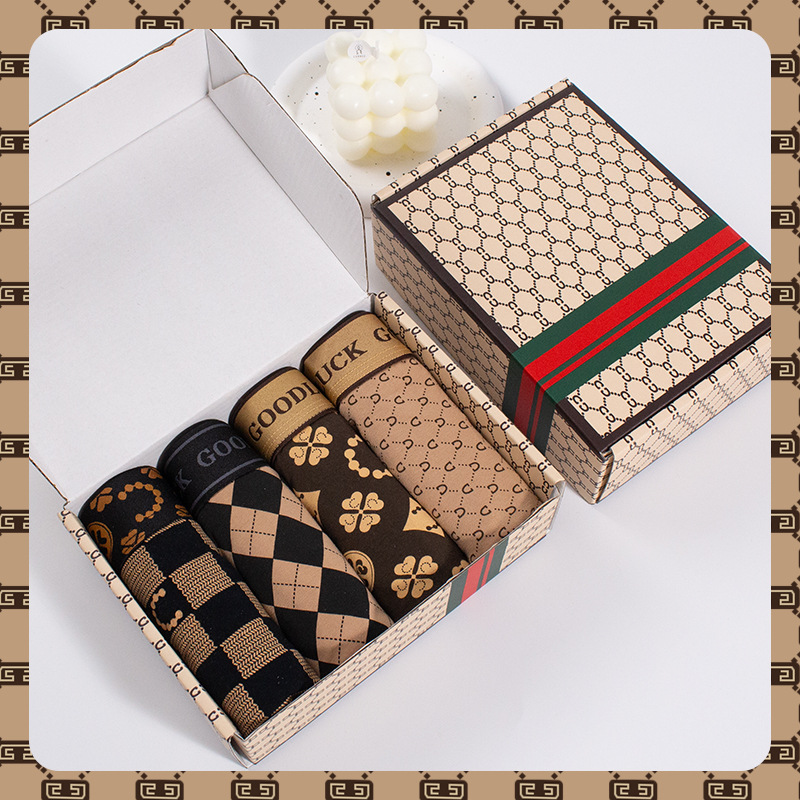 Ropa interior de algodón de lujo para hombres, algodón antibacteriano, cuatro esquinas, 2025, nueva tendencia, pantalones cortos bóxer transpirables deportivos para niños