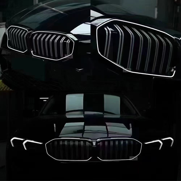 Suitable for BMW new series luminous grille, bright black modified grille, Black Warrior glow