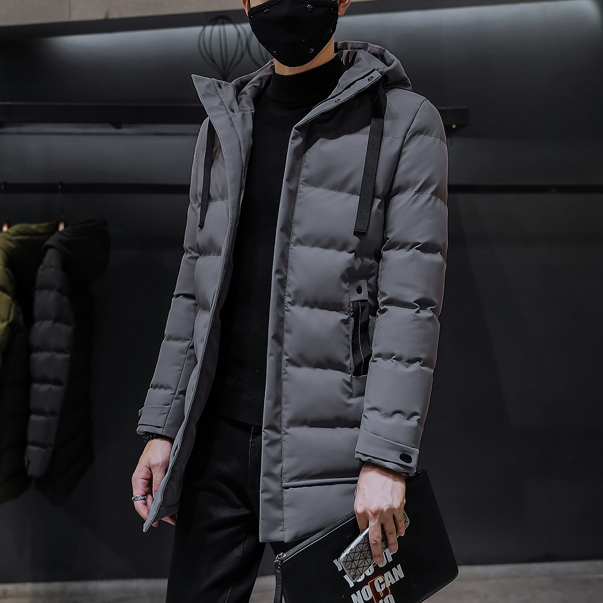 Hooded Thickened Cotton-padded Men's Medium And Long Cotton-padded Jacket Men's Large_viptrois.com
