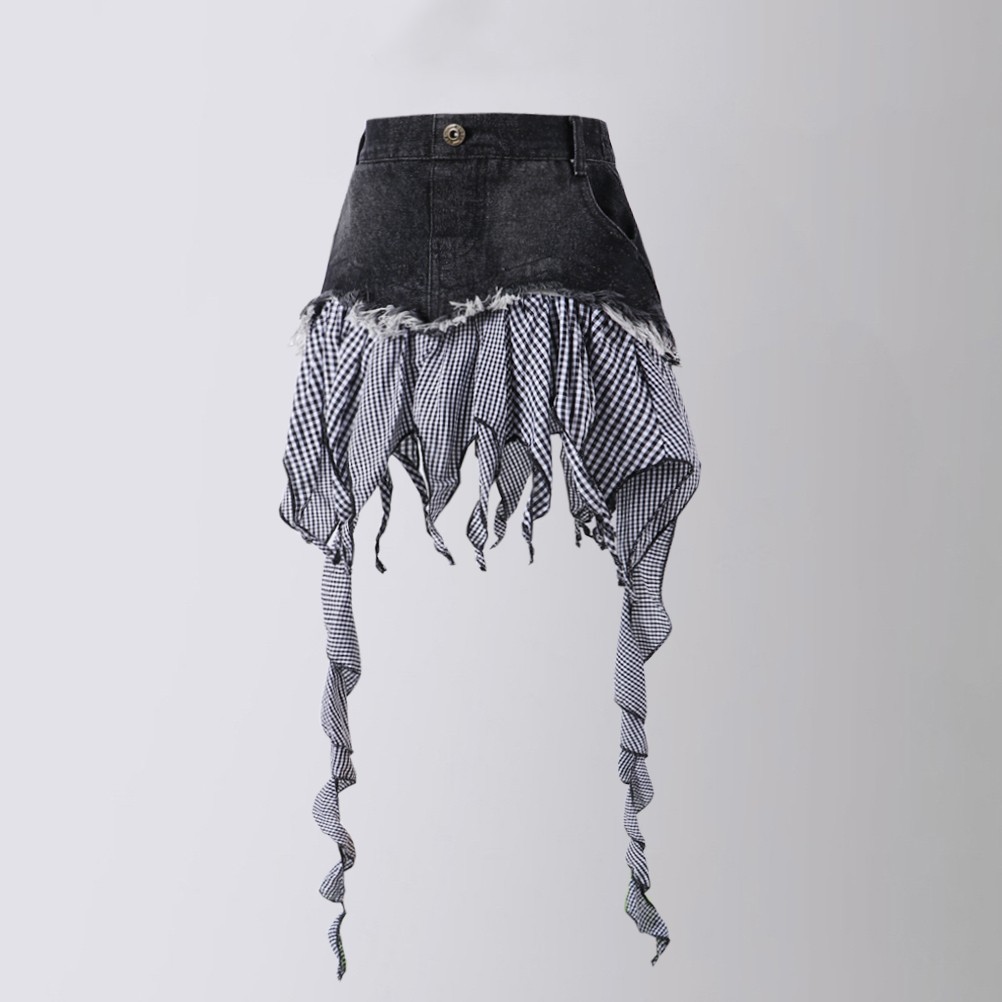 2024夏季新款童裝甜酷女童牛仔拼接裙少兒爵士舞套裝女團演出服