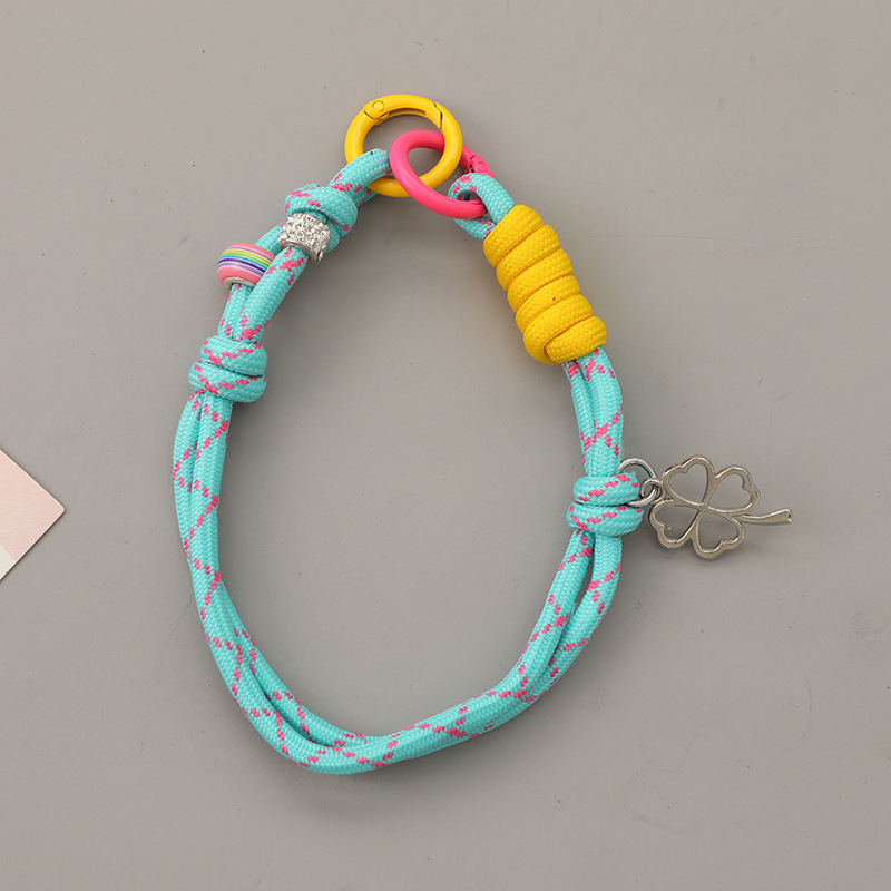 新しい四つ葉のクローバーペンダントフルダイヤモンドビーズ織り携帯電話ストラップバックパック人形装飾ペンダントキーホルダーチェーン|undefined
