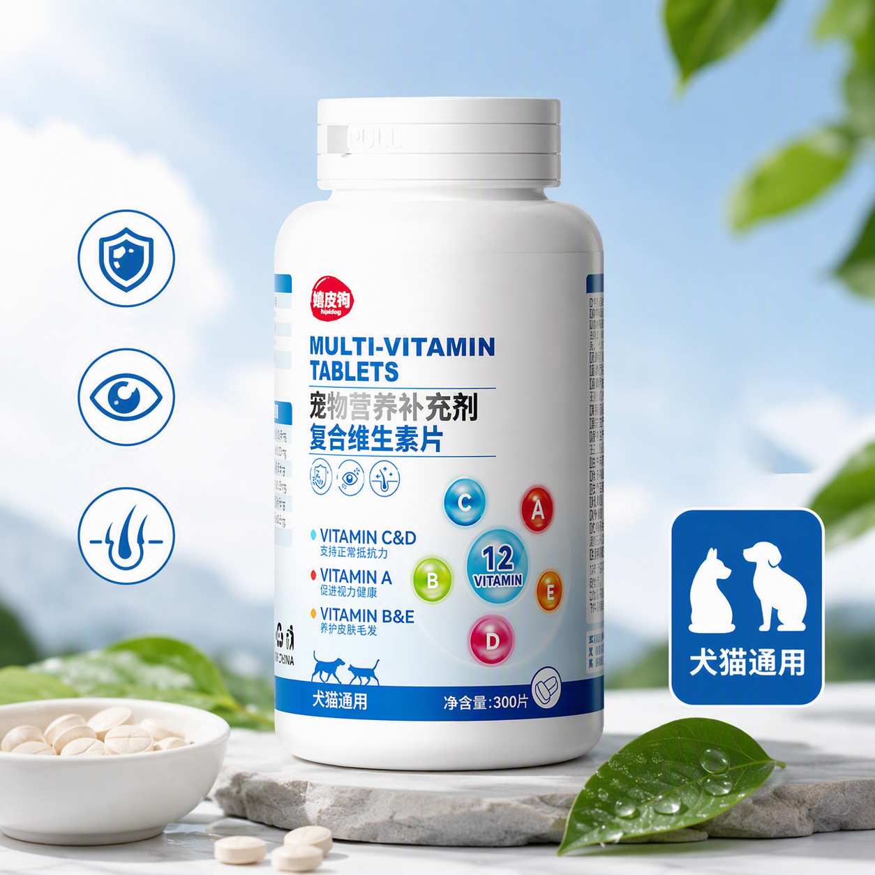 Tabletas Multivitamínicas B12 para Mascotas Suplemento Nutricional para Perros y Gatos