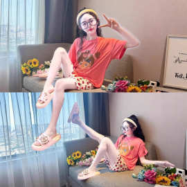 女童睡衣套装初中生女孩薄款短袖卡通可爱风家居服儿童夏季空调服