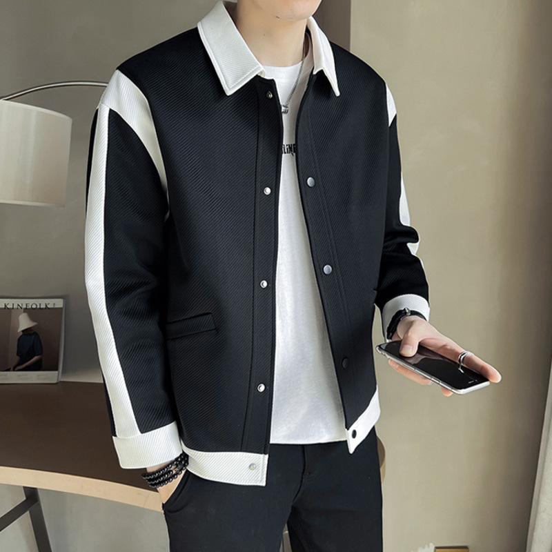 1 Pishi Color Block Jacket Coat Trendy Brand High-end Fashion Casual Versatile Handsome Spring Autumn Men's Clothing 2023_voghion.com
