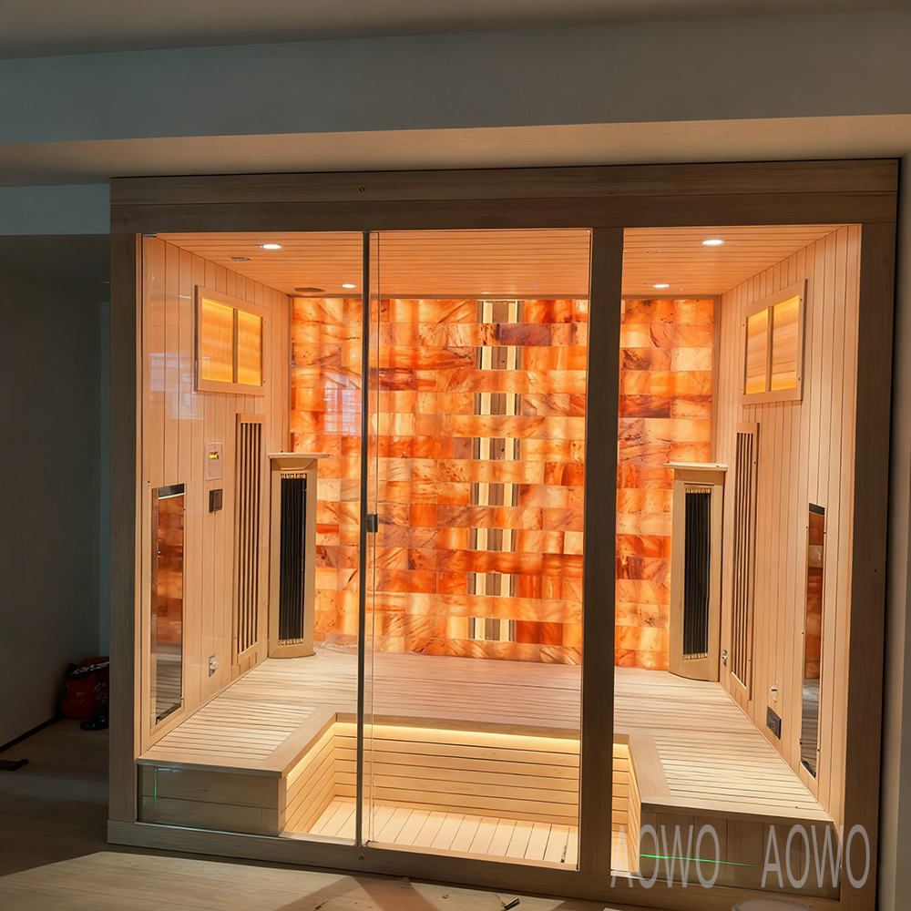 Sauna de sudor de salud, sauna de piedra seca, sauna de piedra volcánica de sudor húmedo, teco de pino blanco, madera de cedro, sauna doméstica