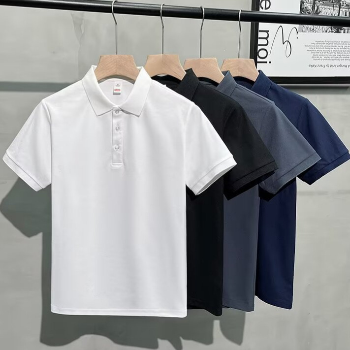 Elegant Solid Color Short-Sleeved Polo Shirt for Men, 2026 Summer New Korean Style High-End Casual Lapel Top for Men