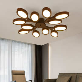 新中式胡桃木色吸顶灯大气客厅吸顶灯创意简约书房灯卧室吸顶灯具