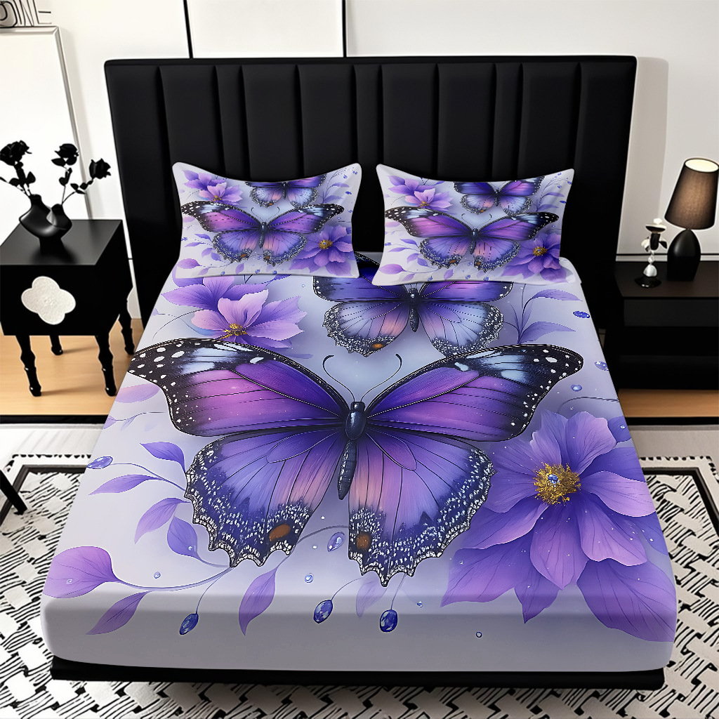 TEMU / JIT cama abrasiva Kits de almohada mariposa de color impresión digital 3D fuente de ropa de cama fabricantes