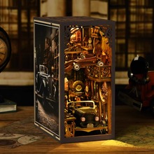 汽车博物馆diy小屋书立手工迷你汽车模型微缩屋拼装积木玩具礼物