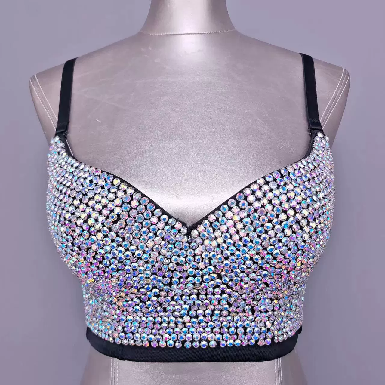 Sling Bralette (Lu Qiu) Embellished with Rhinestones & Beads, Colors, Sizes 34B–40C