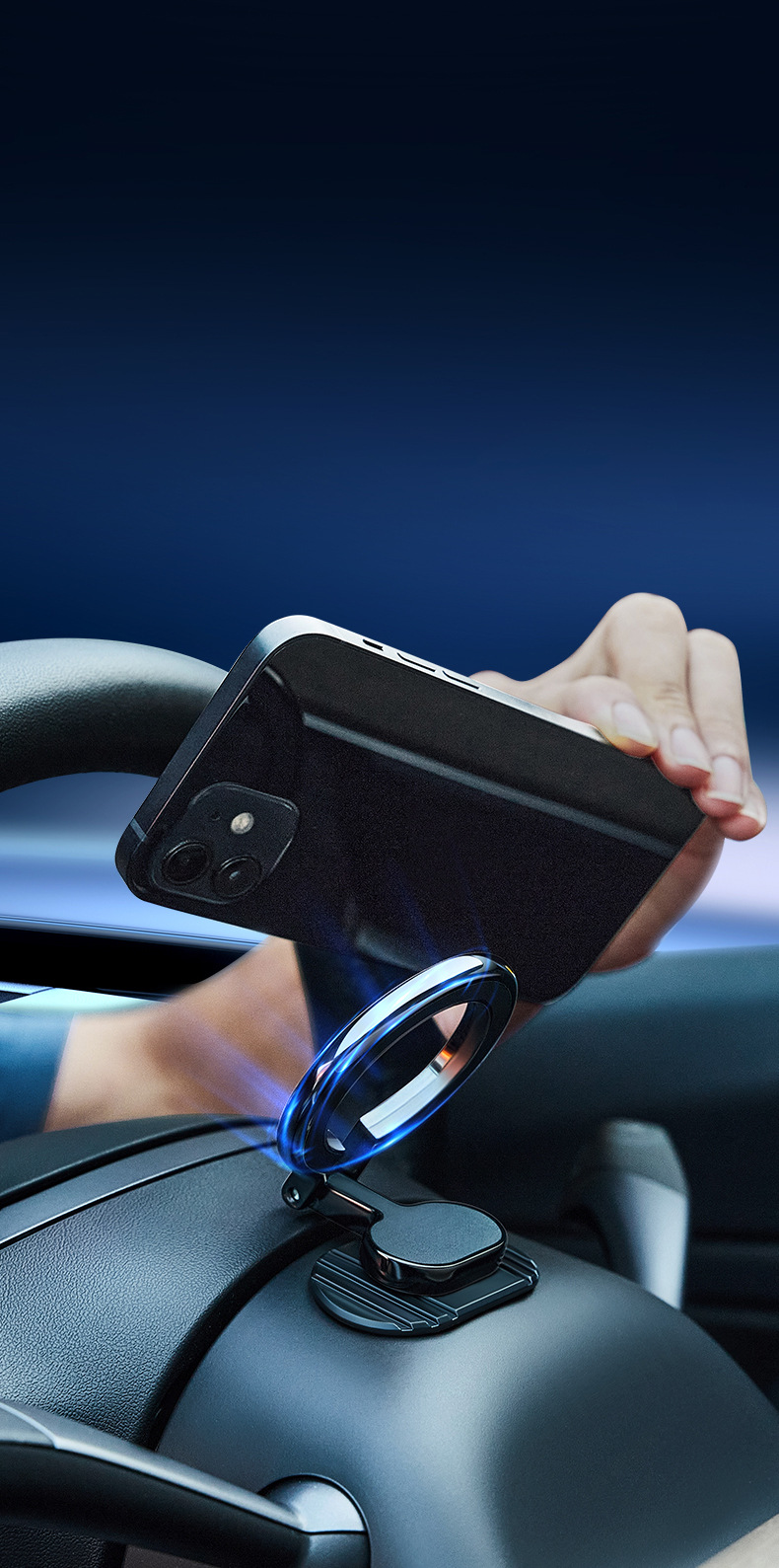 Mobile Phone Car Holder New Magnetic Folding Floating Navigation Car Fixed Suction Cup Creative Metal