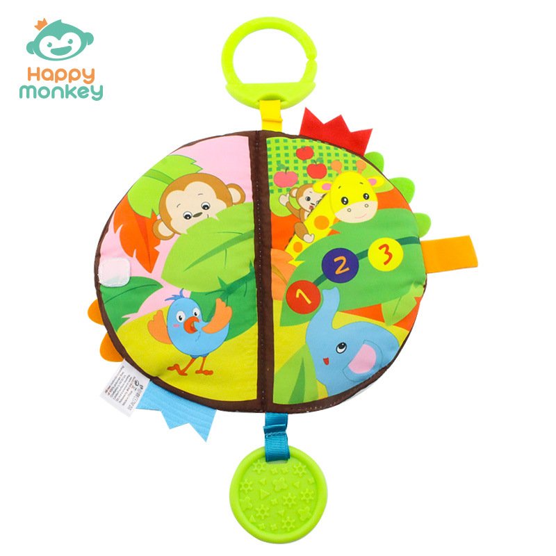 Libro de tela infantil 3D resistente "Happy Monkey" para estimulación sensorial