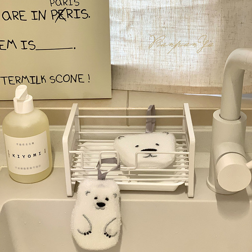 Hanging Kitchen Sponge Rack Storage Stand Iron Sponge Drain Rack Wire Brush Soap Dishwashing Cloth Sink Kitchen Organizer