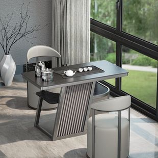 Slate Tea Table and Chair Combination Leisure Balcony Small Apartment Tea Table High-End Super Crystal Home Office Small Tea Table