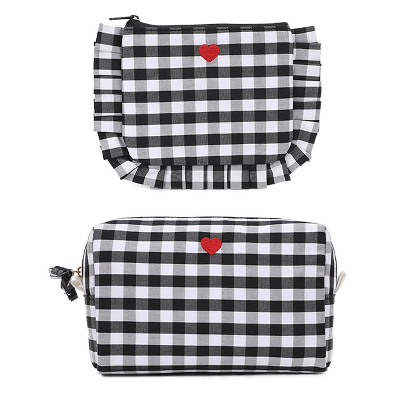 FUENTE Fábrica estilo simple tablero de Ajedrez A Cuadros bolsa de cosméticos bolsa de almacenamiento de viaje ligero marea bolsa de lápiz labial portátil de viaje
