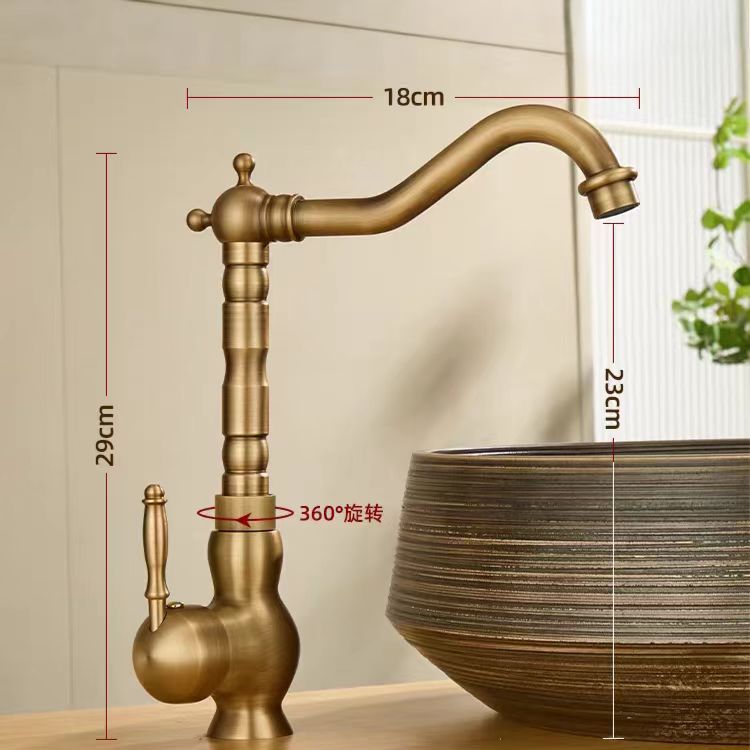 Copper antiguo grifo de agua caliente y fría estilo europeo lavabo de cocina grifo giratorio lavabo grifo retro lavabo