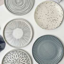 日式ins风简约创意家用8寸陶瓷早餐平盘子西餐点心网红牛排餐具