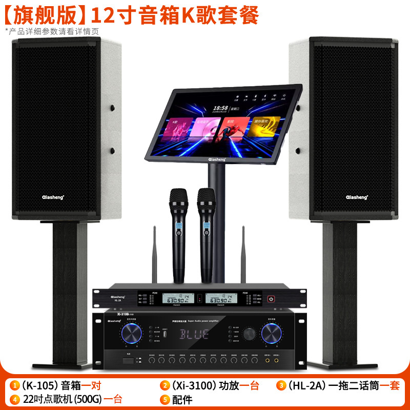 QIASHENG ファミリー KTV オーディオセットフルセットのカラオケマシンホームプロフェッショナルカラオケカラオケマシンスピーカー機器|undefined