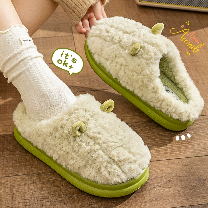 Хлопковые тапочки для женщин, новинка 2025 года, осенне-зимние домашние теплые тапочки на толстой подошве, плюшевые тапочки для мужчин и пар.