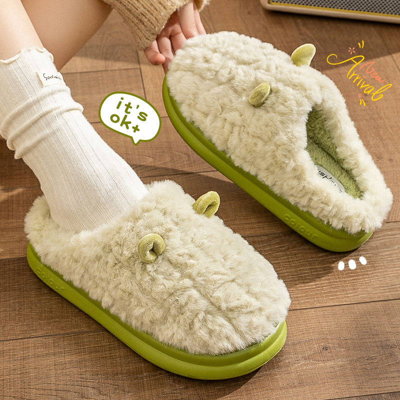 Cotton Slippers for Women 2025 New Autumn and Winter Home Indoor Warm Shoes Thick-Soled Couple Men's Plush Slippers