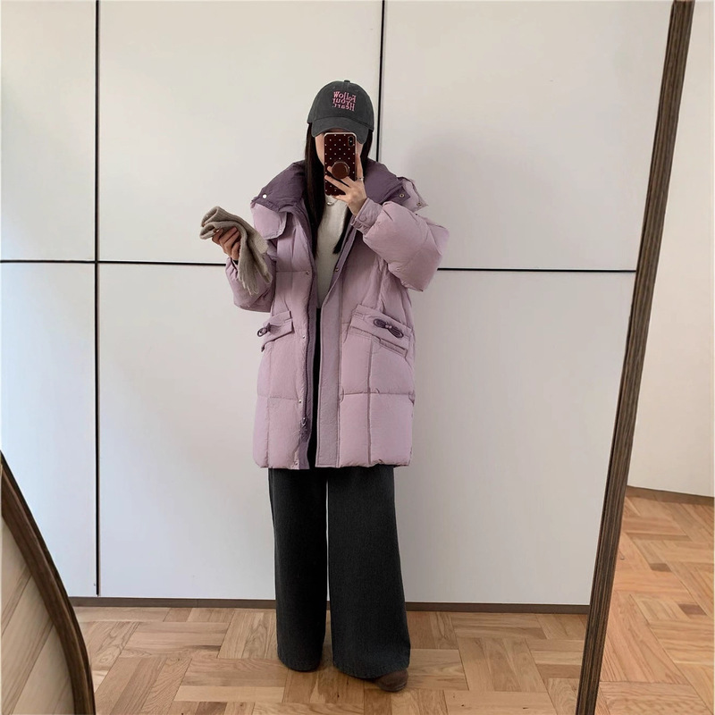 高端长款连帽羽绒服女2025新款冬季韩版宽松加厚保暖外套女批发|undefined