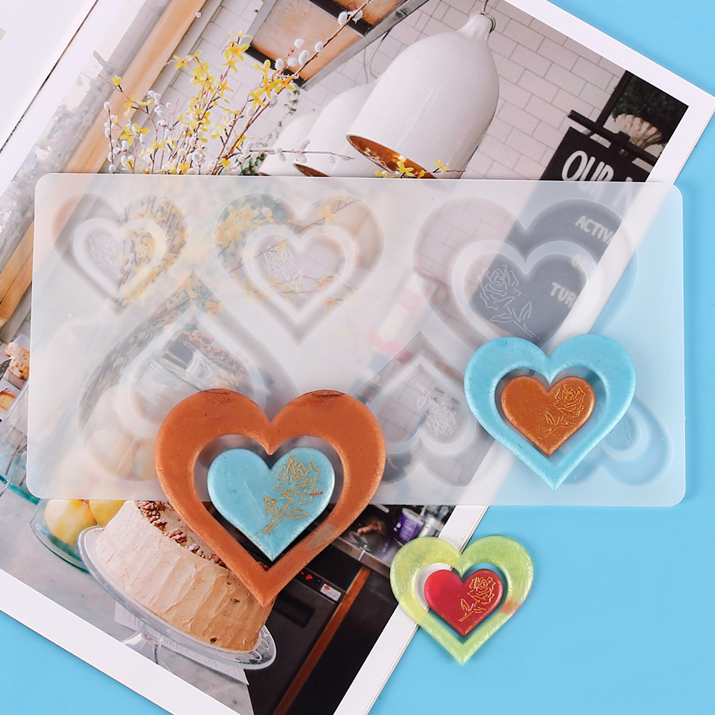 多款爱心造型巧克力插件模具 DIY巧克力翻糖蛋糕装饰硅胶模具