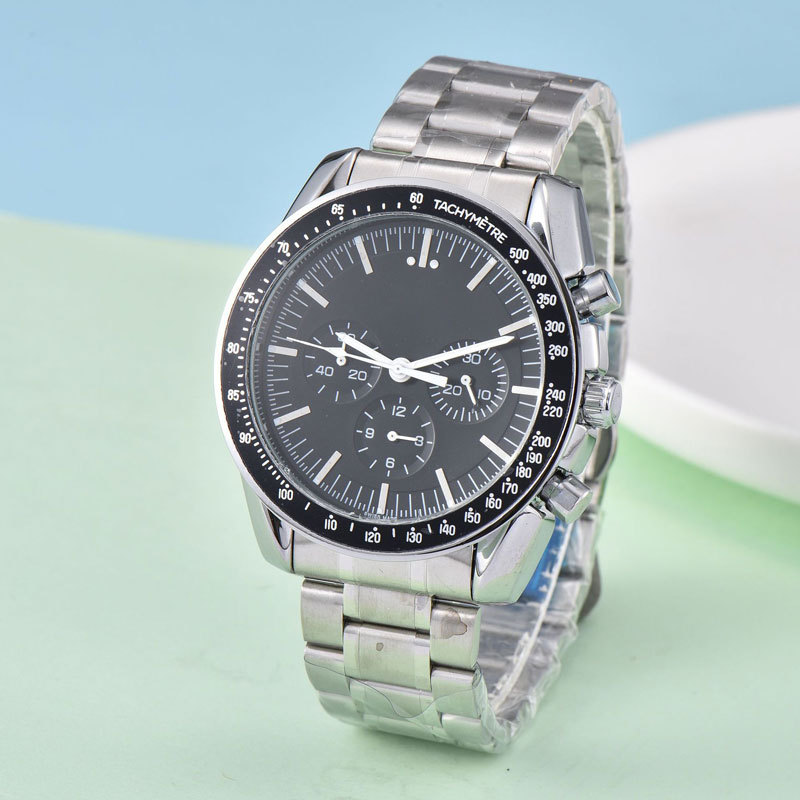 Foreign Trade Popular European Speedmaster Series Business Men's Solid Steel Band Quartz Multi-Function Watch Spot Wholesale