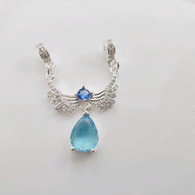 with Through-Hole Handmade Material New — Zərgərlik ara hissələri - silver-blue-diamond
