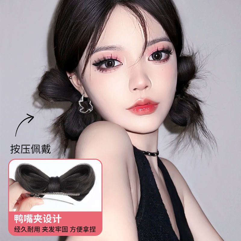 Peluca banda de pelo lindo esponjoso arco bola cabeza femenina updo artefacto hanfu Bun estilo antiguo bola cabeza peluca