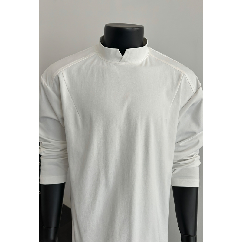 Small V-neck Patchwork Boxy Long-sleeve T-shirt For Men, 2026 Spring Oversize Plus-size Sports Fitness Stylish Hoodie_voghion.com