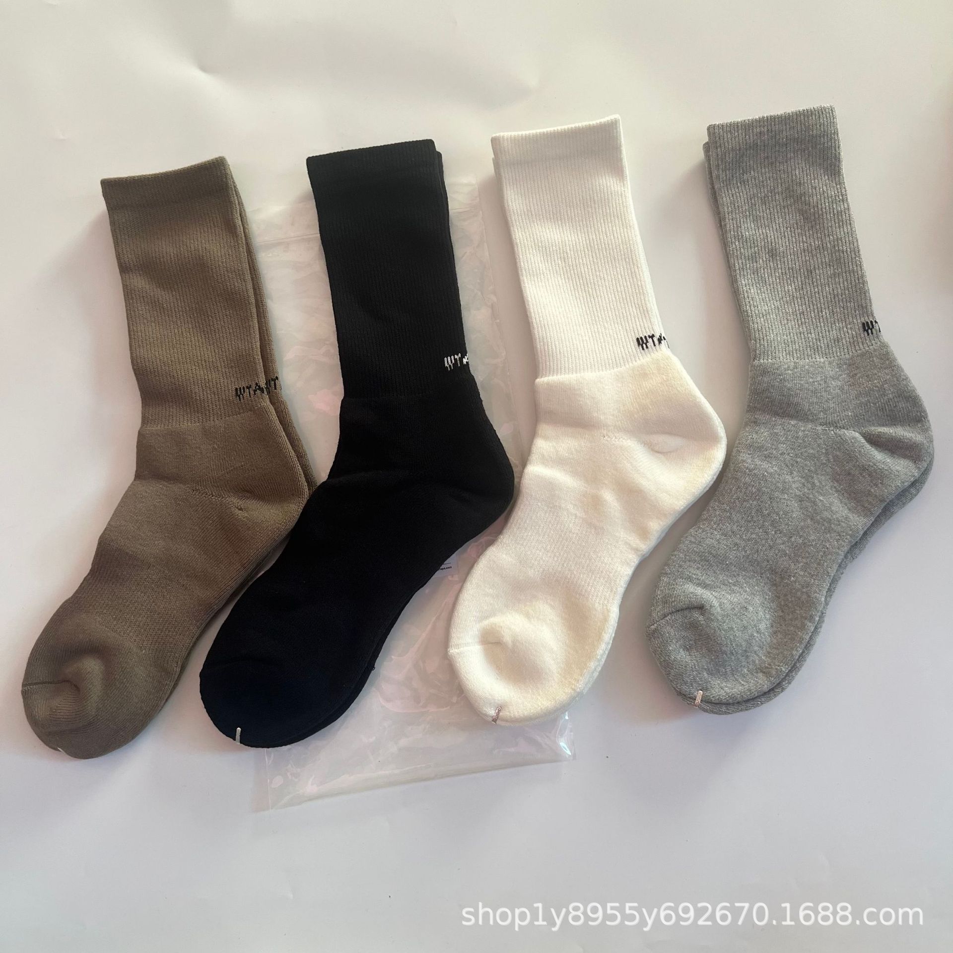 Wtaps Nishiyama Taro Socks Solid Color Black White Gray Men's Socks Mid-High Tube Towel Bottom Outdoor Sports Cotton Socks Versatile