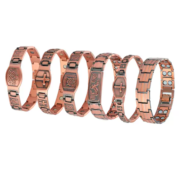 Amazon's Best-Selling Environmentally Friendly Alloy Retro Fashion Cross Magnet Detachable Men's Magnetic Red Copper Bracelet