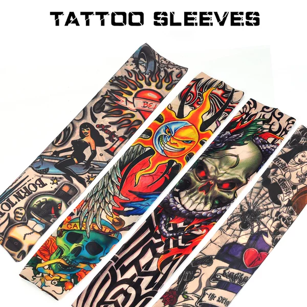 In-stock seamless floral arm tattoo ice sleeves for outdoor cycling, sun protection sleeves, fishing tattoo accessories, camping sleeves