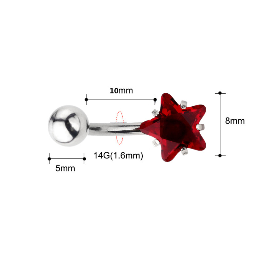 Piercing per ombelico in acciaio inossidabile di grado AAA, con stella a cinque punte, nuovo anello per ombelico in zircone a forma di stella placcato in oro_voghion.com